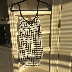 Chic Black and White Grid Tank Top
